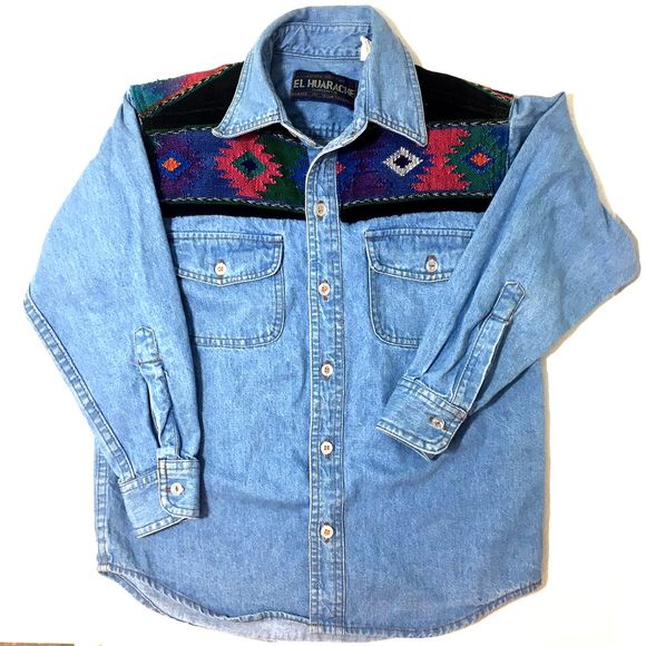 Vintage Other - EL HUARACHE Vintage Girl’s Button Up Denim Shirt